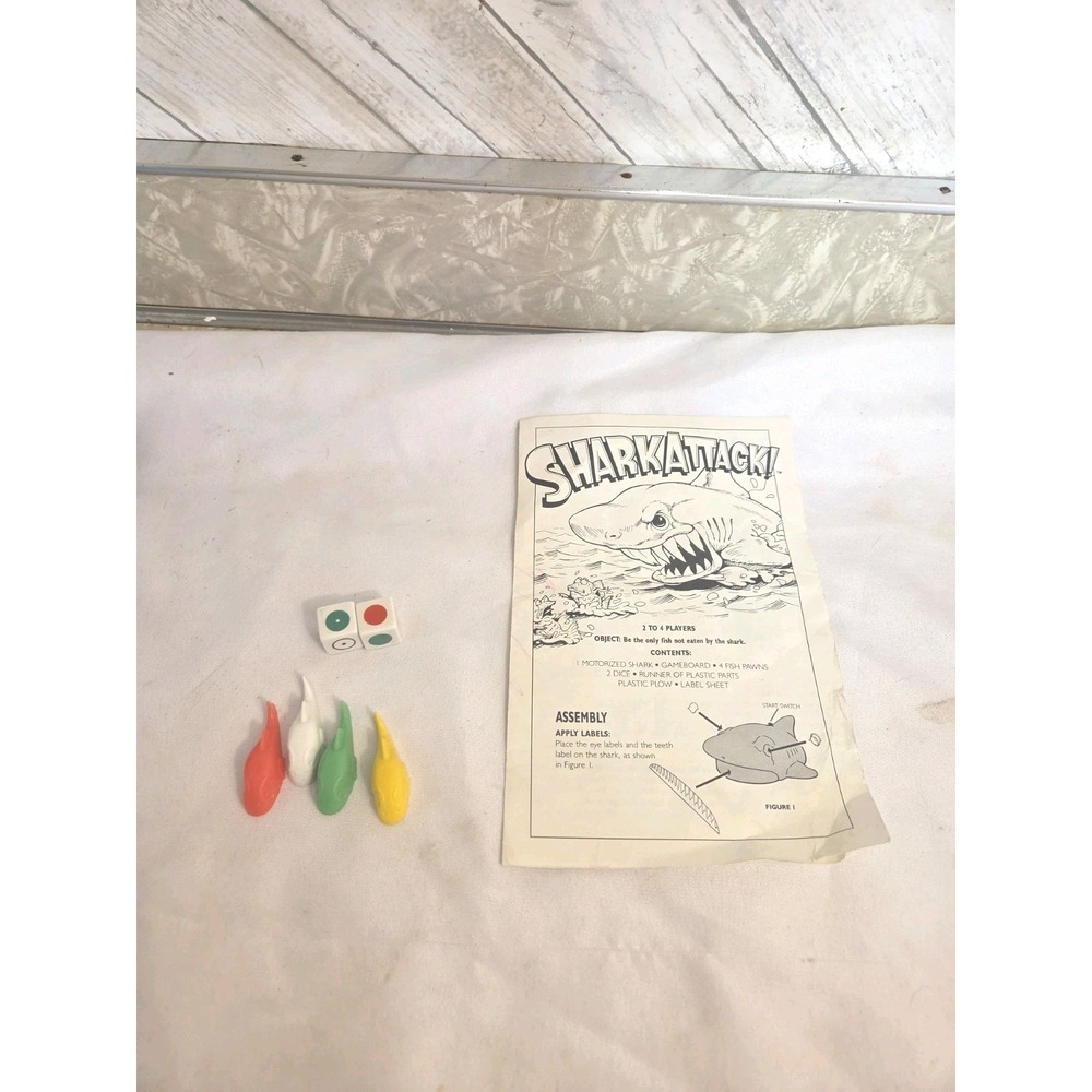 Shark Attack Milton Bradley 1988 Game replacement All 4 Fish Both Dice & Booklet
